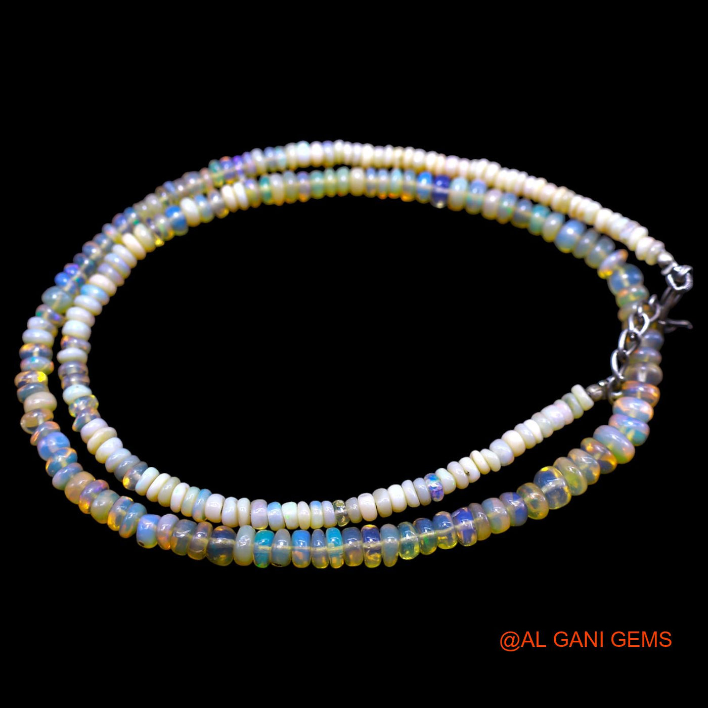 Smooth Fire Opal Bead Rondelle Dainty Birthday Antique Handmade Necklace EOB-43