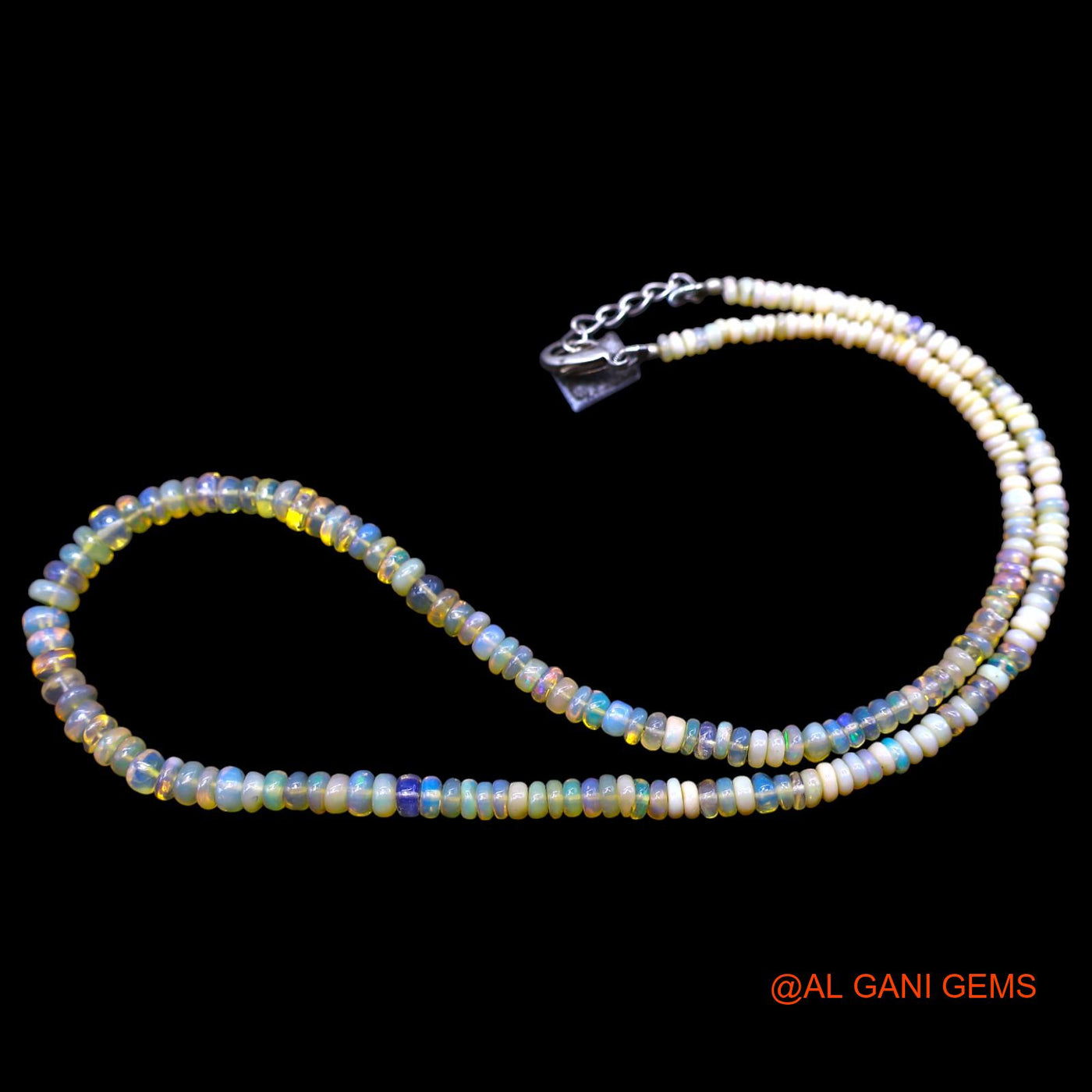 Smooth Fire Opal Bead Rondelle Dainty Birthday Antique Handmade Necklace EOB-43