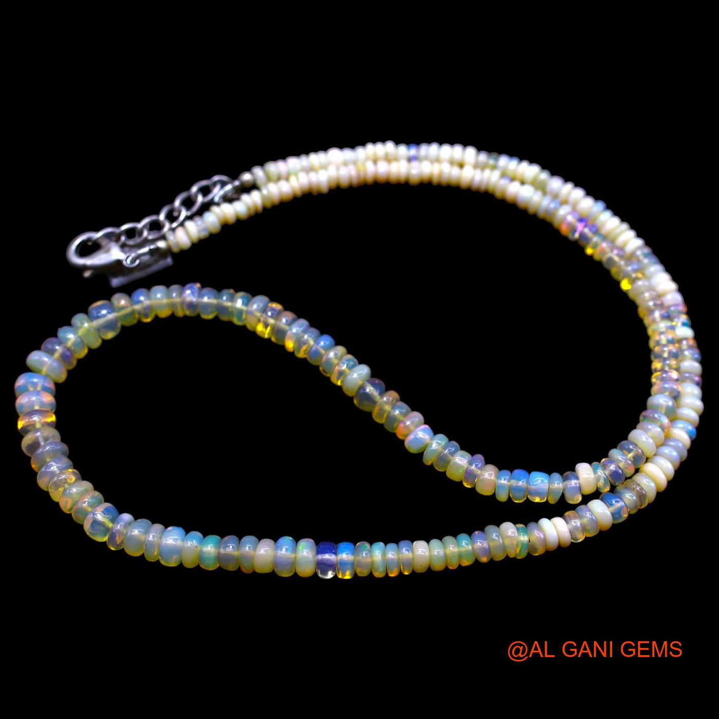 Smooth Fire Opal Bead Rondelle Dainty Birthday Antique Handmade Necklace EOB-43