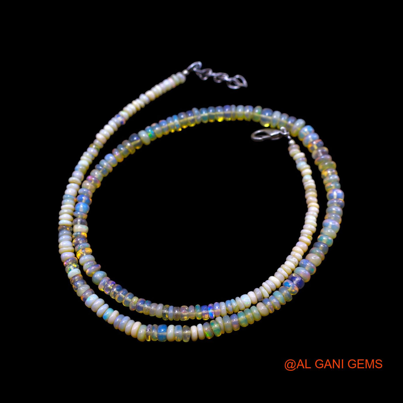 Smooth Fire Opal Bead Rondelle Dainty Birthday Antique Handmade Necklace EOB-43