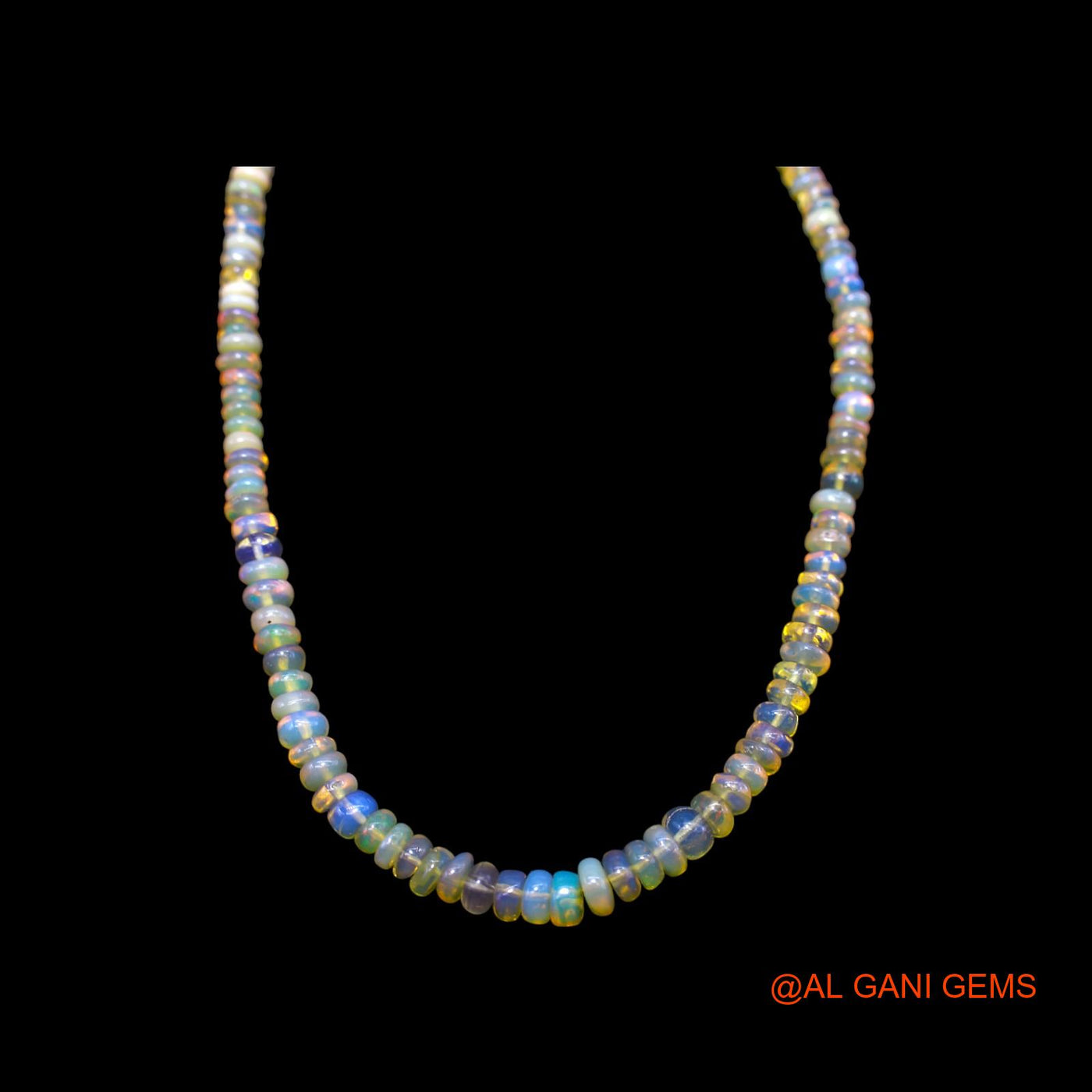 Smooth Fire Opal Bead Rondelle Dainty Birthday Antique Handmade Necklace EOB-43