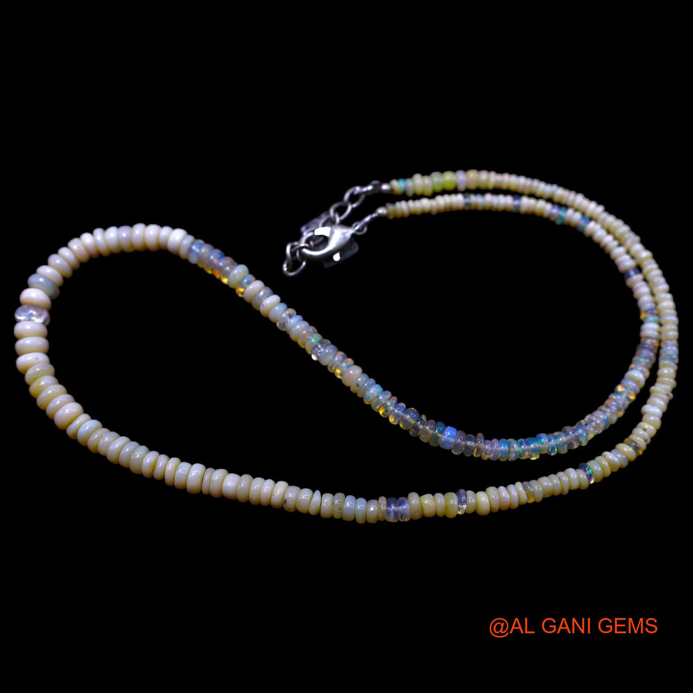 Smooth Multi Color Fire Opal Beads Rondelle Art Deco Antique Necklace EOB-44