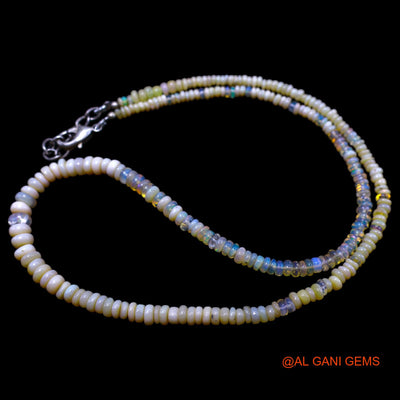 Smooth Multi Color Fire Opal Beads Rondelle Art Deco Antique Necklace EOB-44