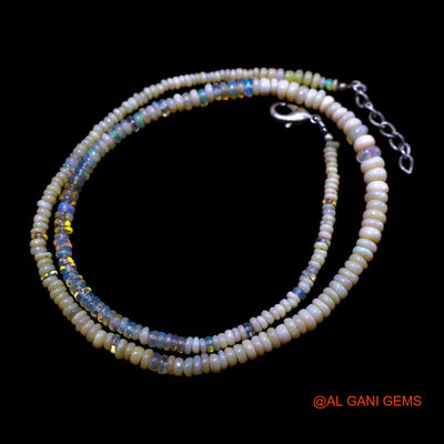 Smooth Multi Color Fire Opal Beads Rondelle Art Deco Antique Necklace EOB-44
