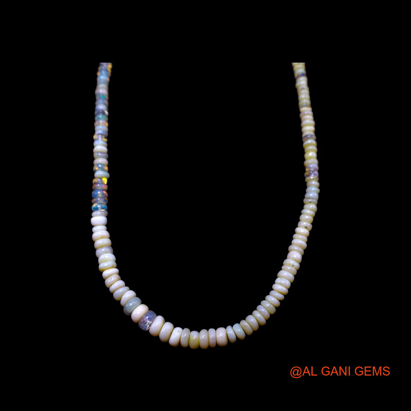 Smooth Multi Color Fire Opal Beads Rondelle Art Deco Antique Necklace EOB-44