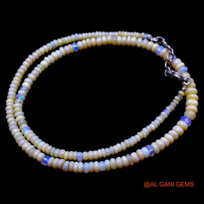 Smooth Fire Opal Beads Rondelle Art Deco Handcrafted Dainty Necklace EOB-46
