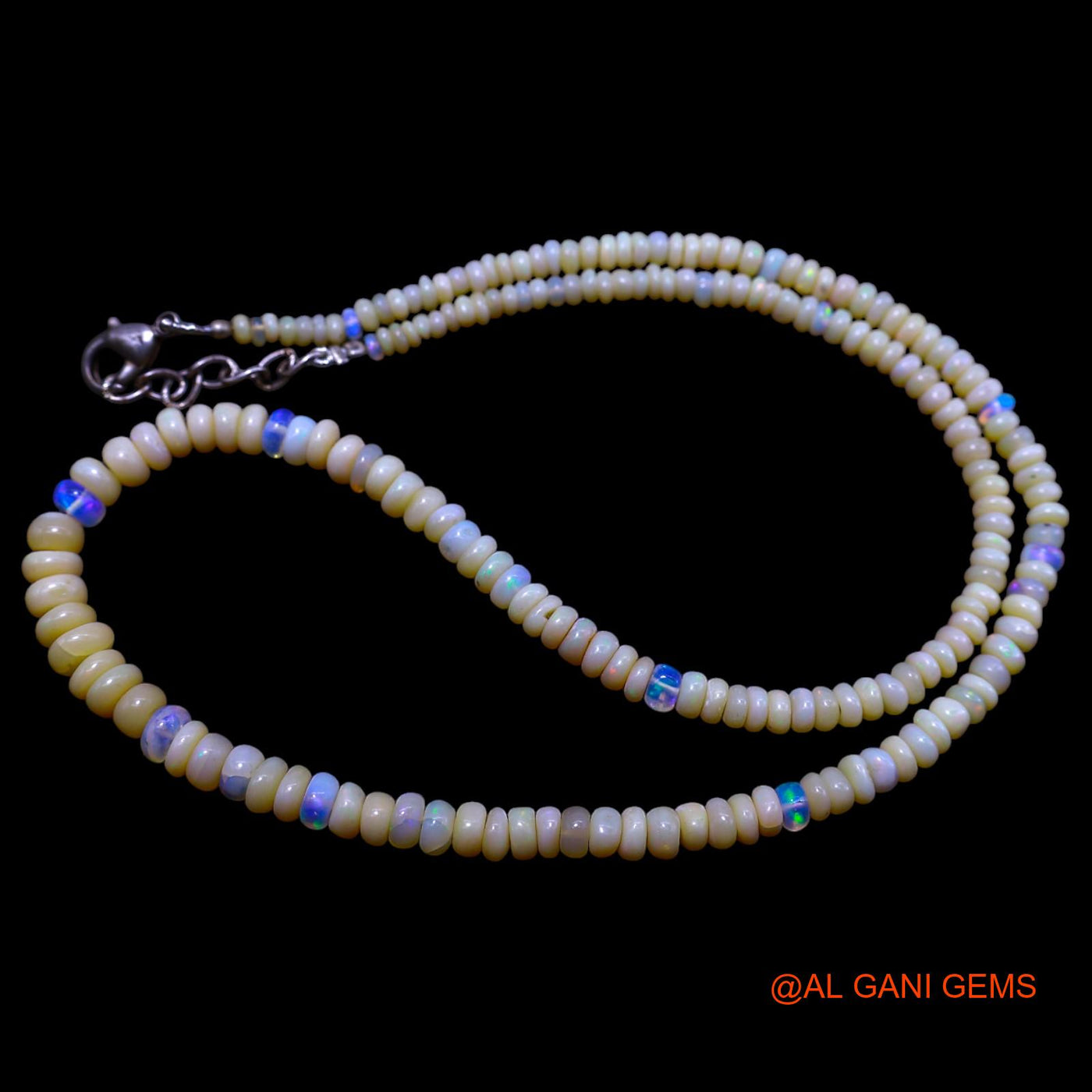 Smooth Fire Opal Beads Rondelle Art Deco Handcrafted Dainty Necklace EOB-46