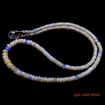 Smooth Fire Opal Beads Rondelle Art Deco Handcrafted Dainty Necklace EOB-46