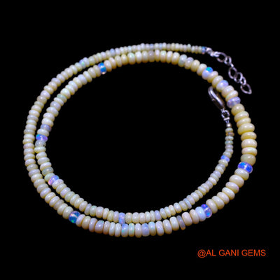 Smooth Fire Opal Beads Rondelle Art Deco Handcrafted Dainty Necklace EOB-46