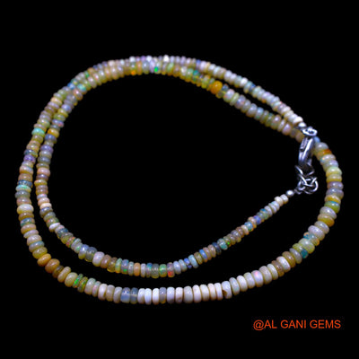 Rondelle Smooth 2X4 MM Multi Color Fire Opal Beads Art Deco Necklace EOB-47