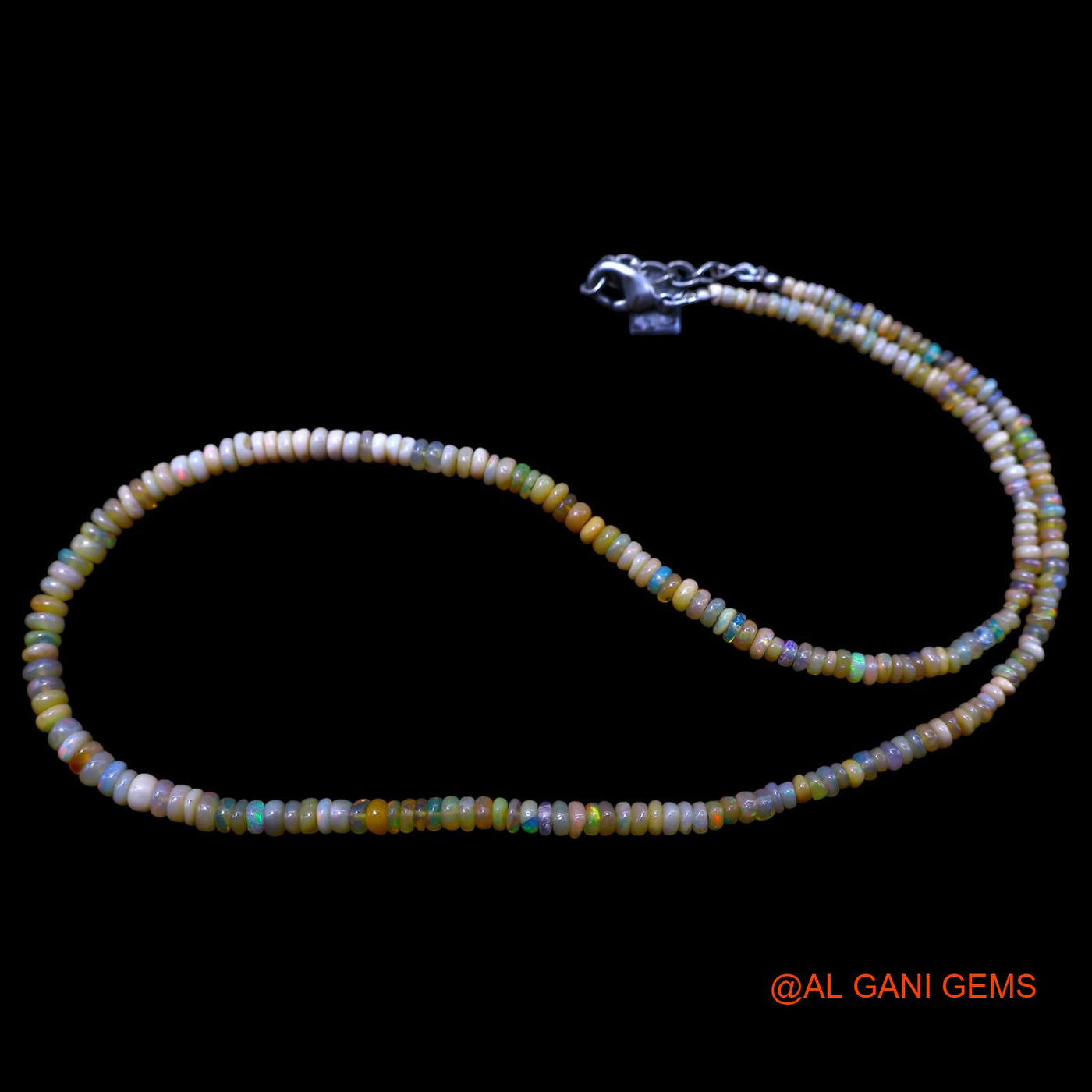 Rondelle Smooth 2X4 MM Multi Color Fire Opal Beads Art Deco Necklace EOB-47