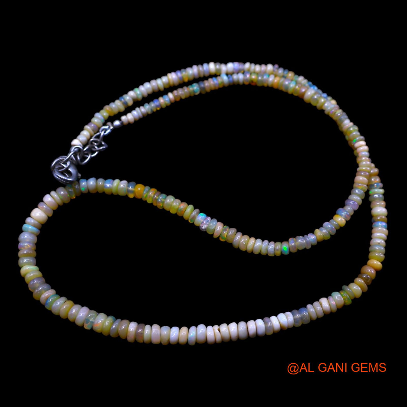 Rondelle Smooth 2X4 MM Multi Color Fire Opal Beads Art Deco Necklace EOB-47