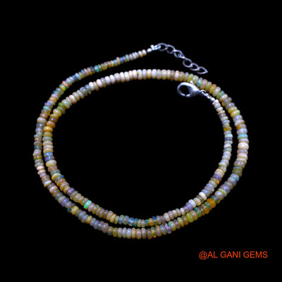 Rondelle Smooth 2X4 MM Multi Color Fire Opal Beads Art Deco Necklace EOB-47