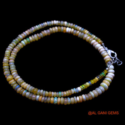 Smooth Multi Color Fire Opal Beaded Rondelle Art Deco Celestial Necklace EOB-4