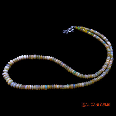 Smooth Multi Color Fire Opal Beaded Rondelle Art Deco Celestial Necklace EOB-4