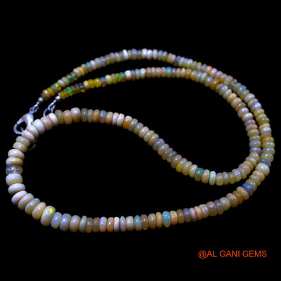 Smooth Multi Color Fire Opal Beaded Rondelle Art Deco Celestial Necklace EOB-4