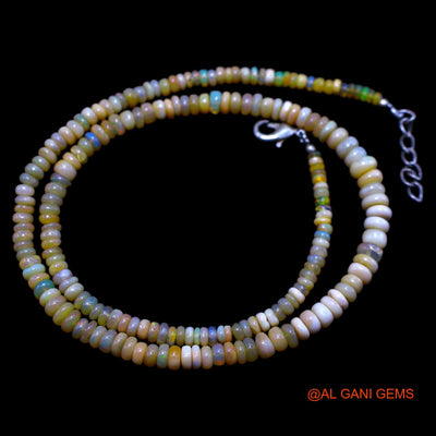 Smooth Multi Color Fire Opal Beaded Rondelle Art Deco Celestial Necklace EOB-4