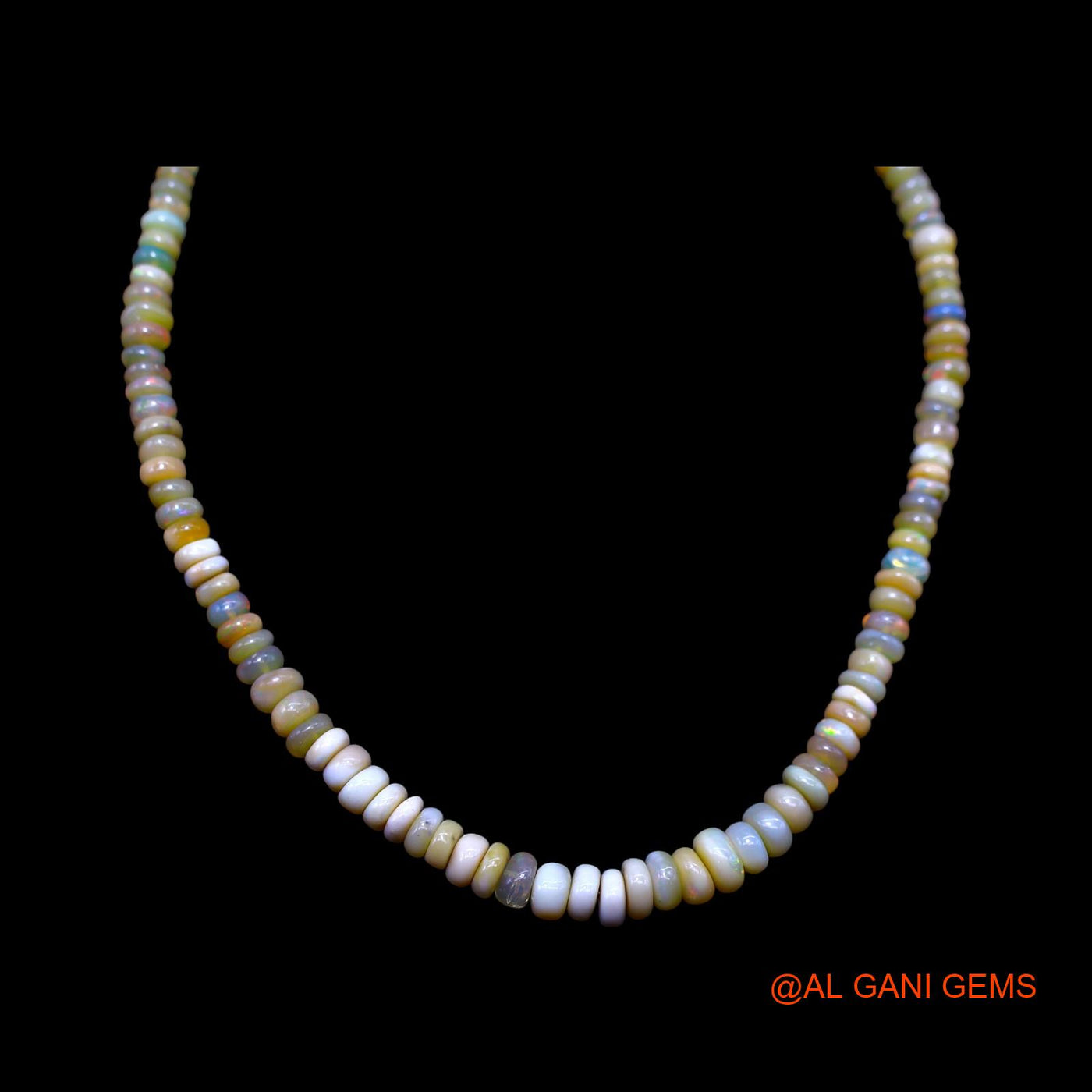 Smooth Multi Color Fire Opal Beaded Rondelle Art Deco Celestial Necklace EOB-4