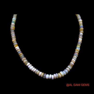 Smooth Multi Color Fire Opal Beaded Rondelle Art Deco Celestial Necklace EOB-4