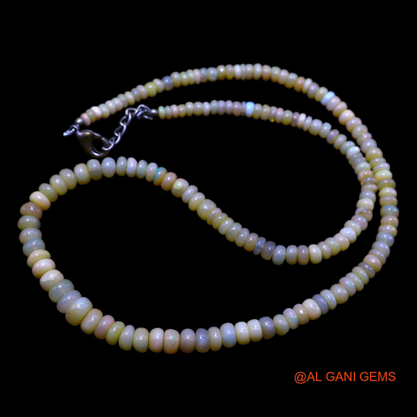Rondelle Smooth 3X6 MM Fire Opal Beaded Dainty Celestial Boho Necklace EOB-5
