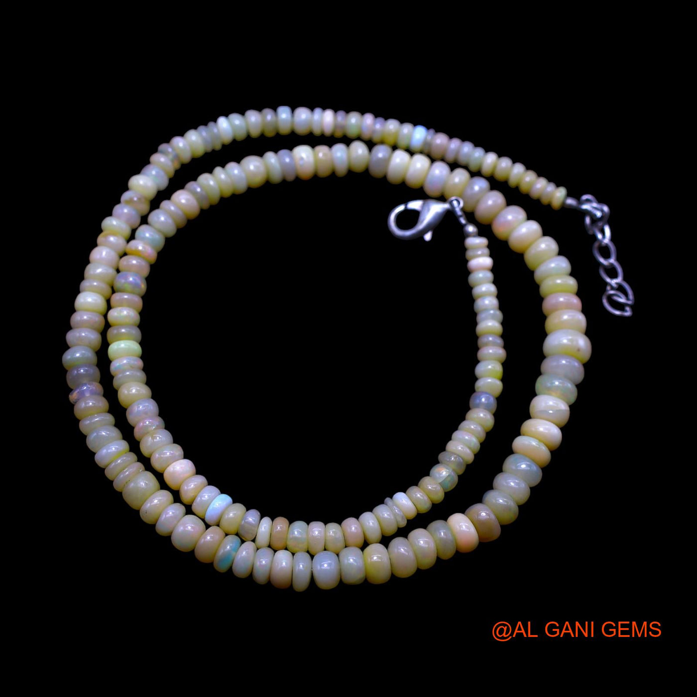 Rondelle Smooth 3X6 MM Fire Opal Beaded Dainty Celestial Boho Necklace EOB-5