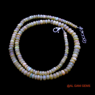 Rondelle Smooth 3X6 MM Fire Opal Beaded Dainty Celestial Boho Necklace EOB-5