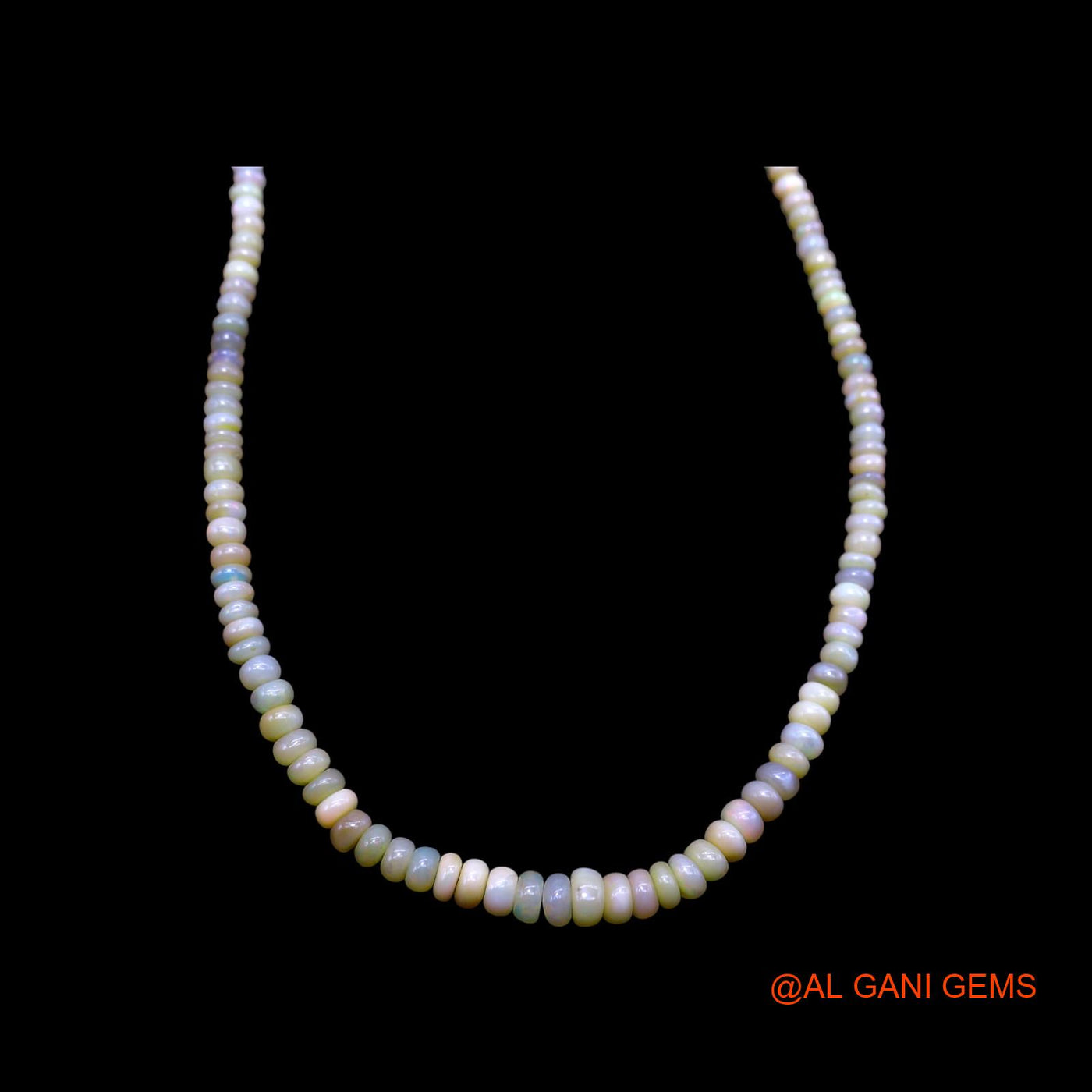 Rondelle Smooth 3X6 MM Fire Opal Beaded Dainty Celestial Boho Necklace EOB-5