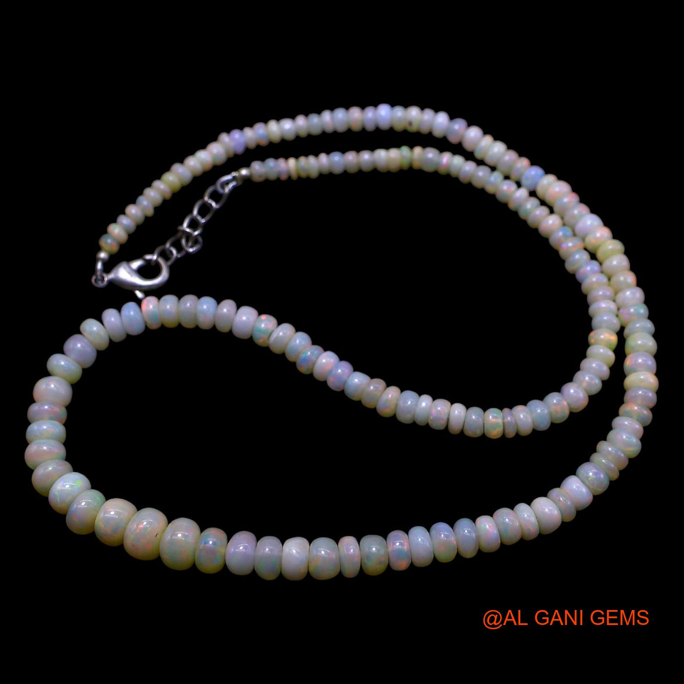 Smooth Multi Color Fire Opal Bead Rondelle Dainty Celestial Necklace EOB-6