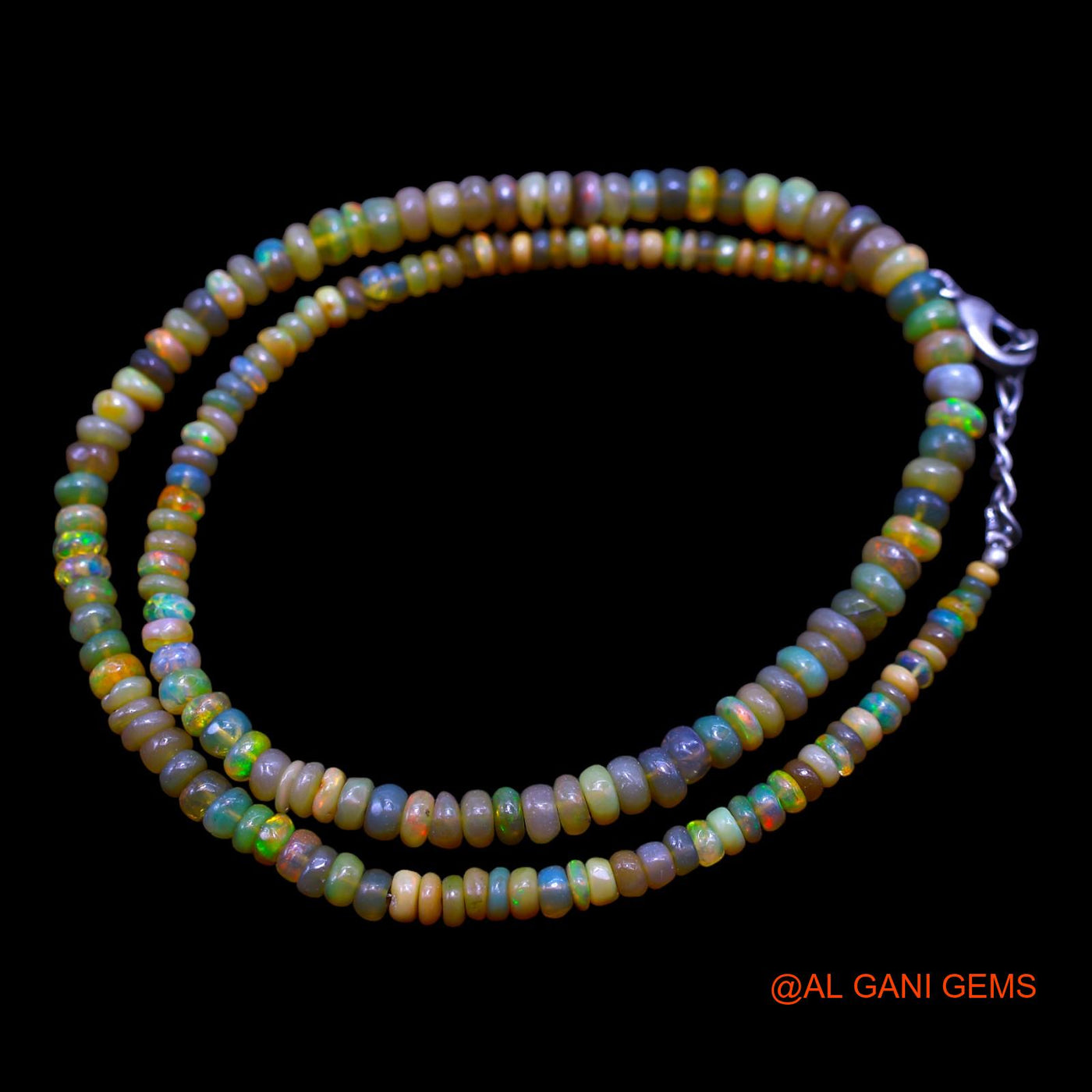 Smooth Fire Opal Beaded Rondelle Art Deco Anniversary Boho Necklace EOB-8