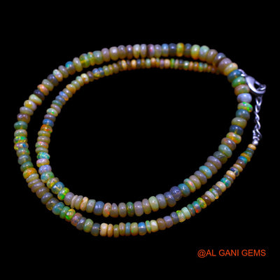 Smooth Fire Opal Beaded Rondelle Art Deco Anniversary Boho Necklace EOB-8
