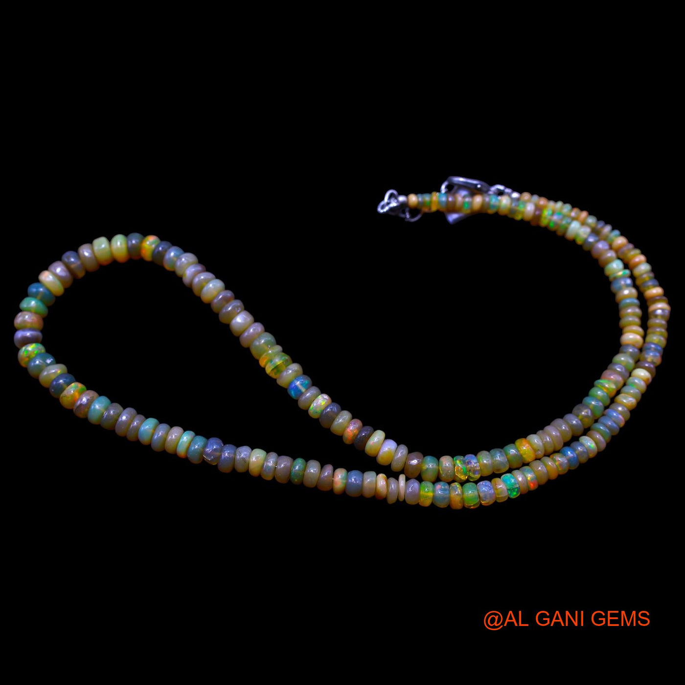 Smooth Fire Opal Beaded Rondelle Art Deco Anniversary Boho Necklace EOB-8