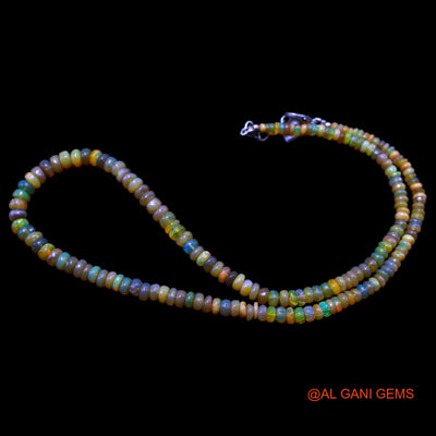 Smooth Fire Opal Beaded Rondelle Art Deco Anniversary Boho Necklace EOB-8