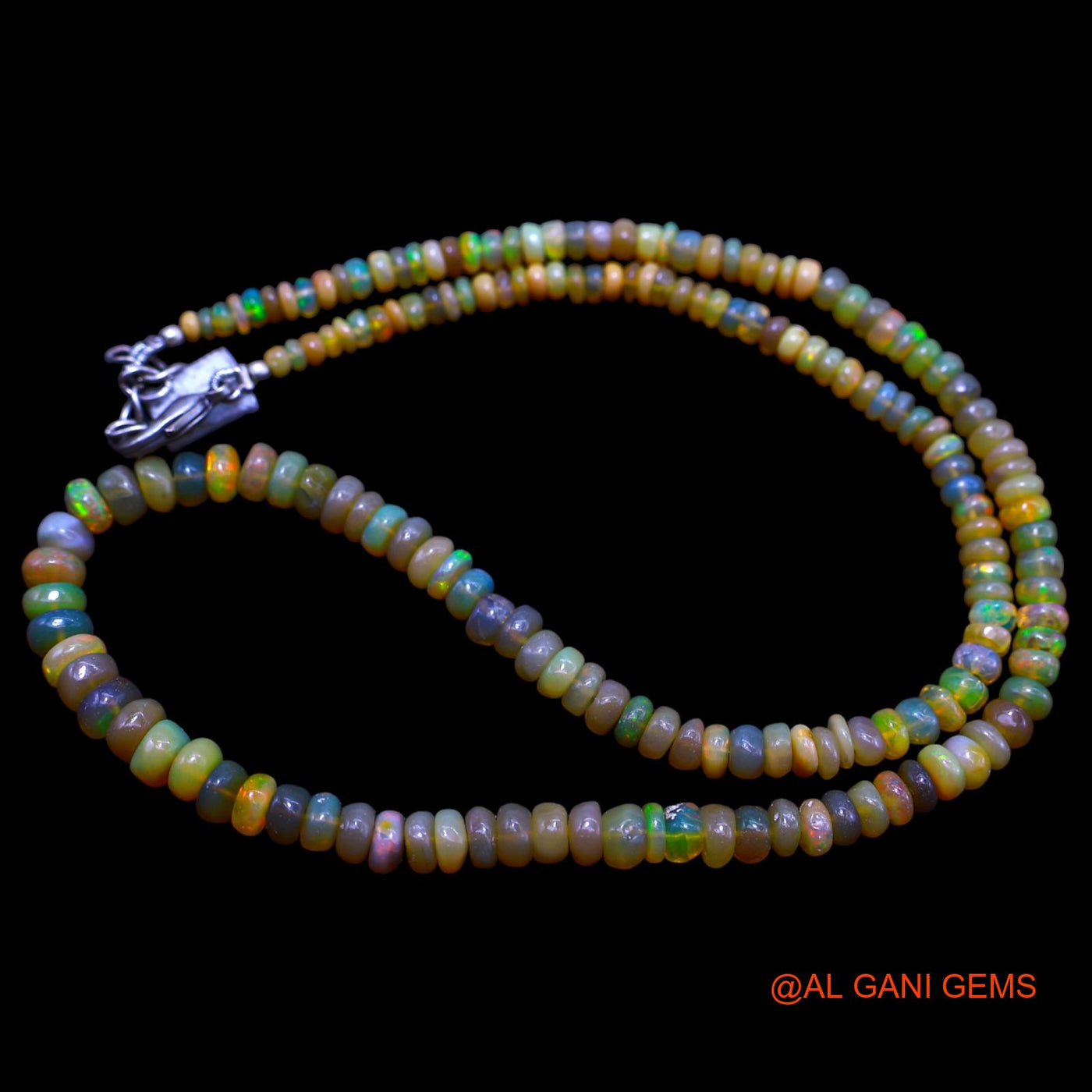 Smooth Fire Opal Beaded Rondelle Art Deco Anniversary Boho Necklace EOB-8