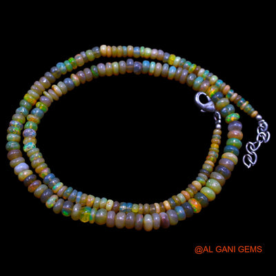 Smooth Fire Opal Beaded Rondelle Art Deco Anniversary Boho Necklace EOB-8
