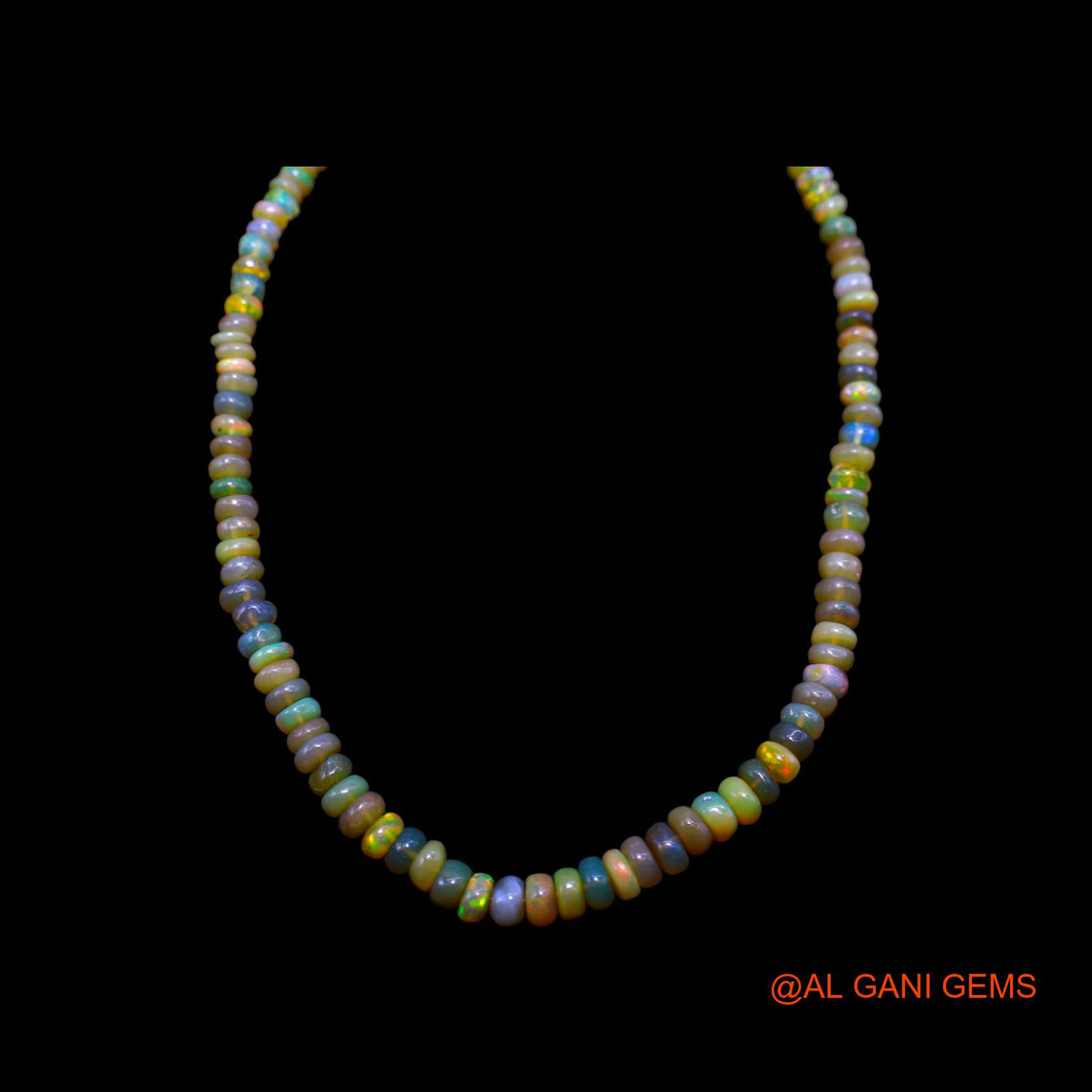 Smooth Fire Opal Beaded Rondelle Art Deco Anniversary Boho Necklace EOB-8
