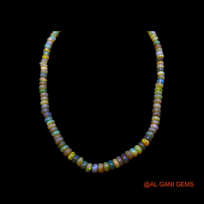 Smooth Fire Opal Beaded Rondelle Art Deco Anniversary Boho Necklace EOB-8