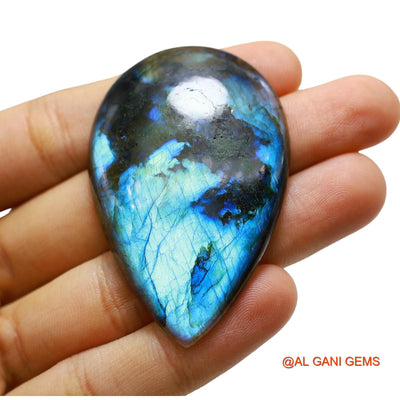 Natural Untreated Fire Labradorite Loose Gemstone Pear Cabochon From South Africa 124.00 Cts 58x37x7 mm L-10