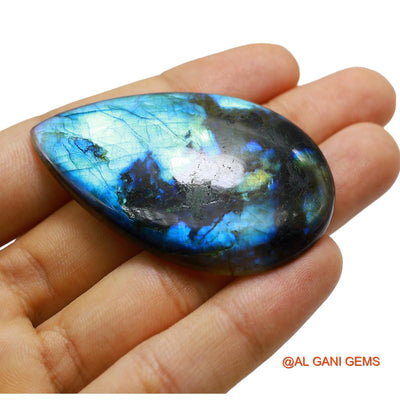 Natural Untreated Fire Labradorite Loose Gemstone Pear Cabochon From South Africa 124.00 Cts 58x37x7 mm L-10