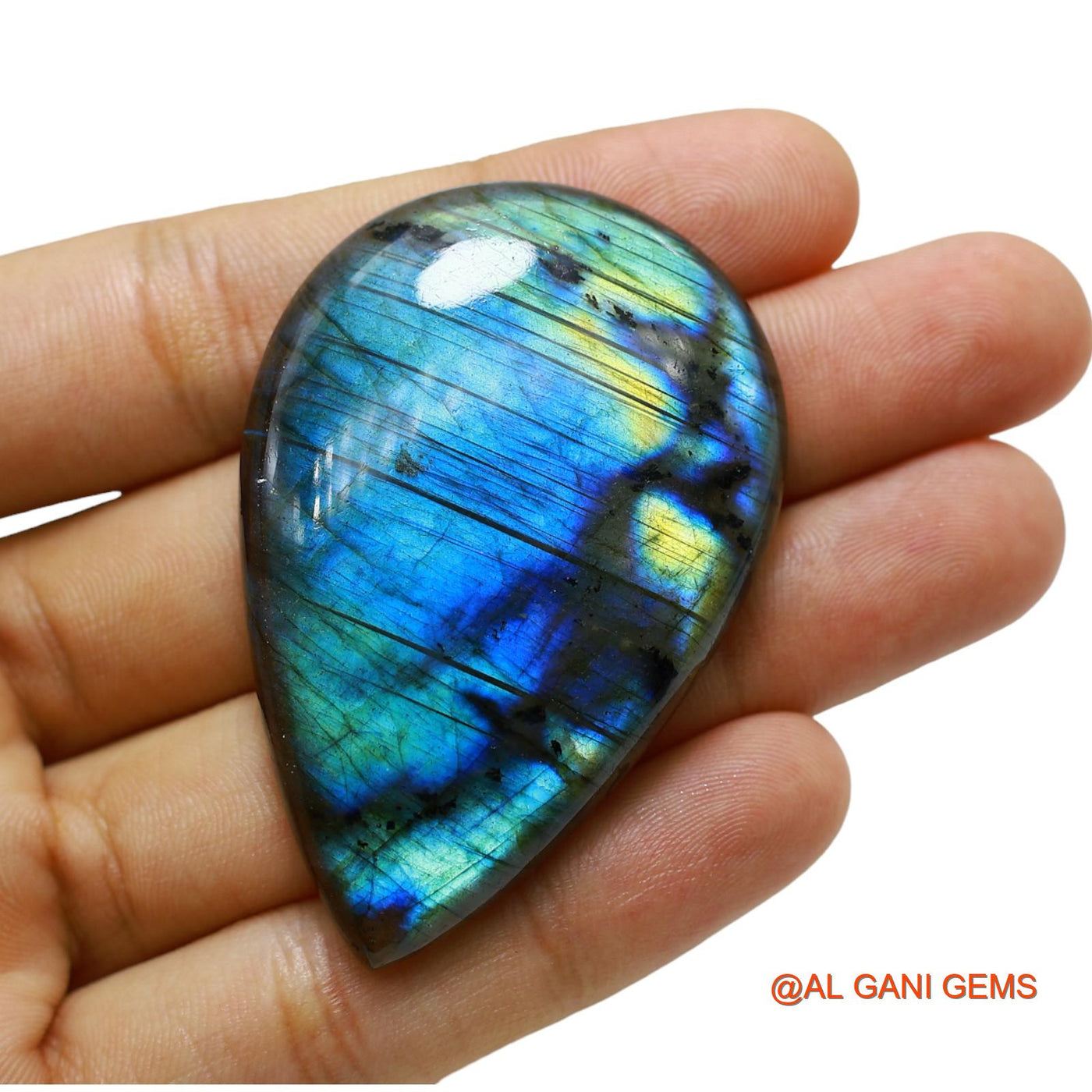 Natural Fire Labradorite Gemstone 143.00 Cts Loose Pear Cabochon From South Africa 58x38x8 mm L-11
