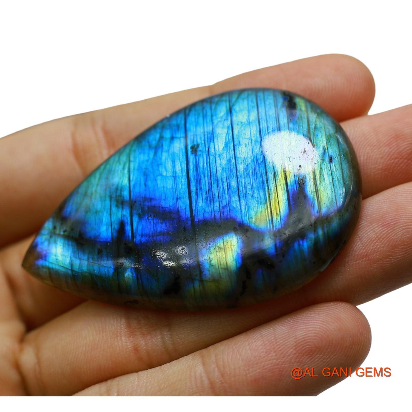 Natural Fire Labradorite Gemstone 143.00 Cts Loose Pear Cabochon From South Africa 58x38x8 mm L-11