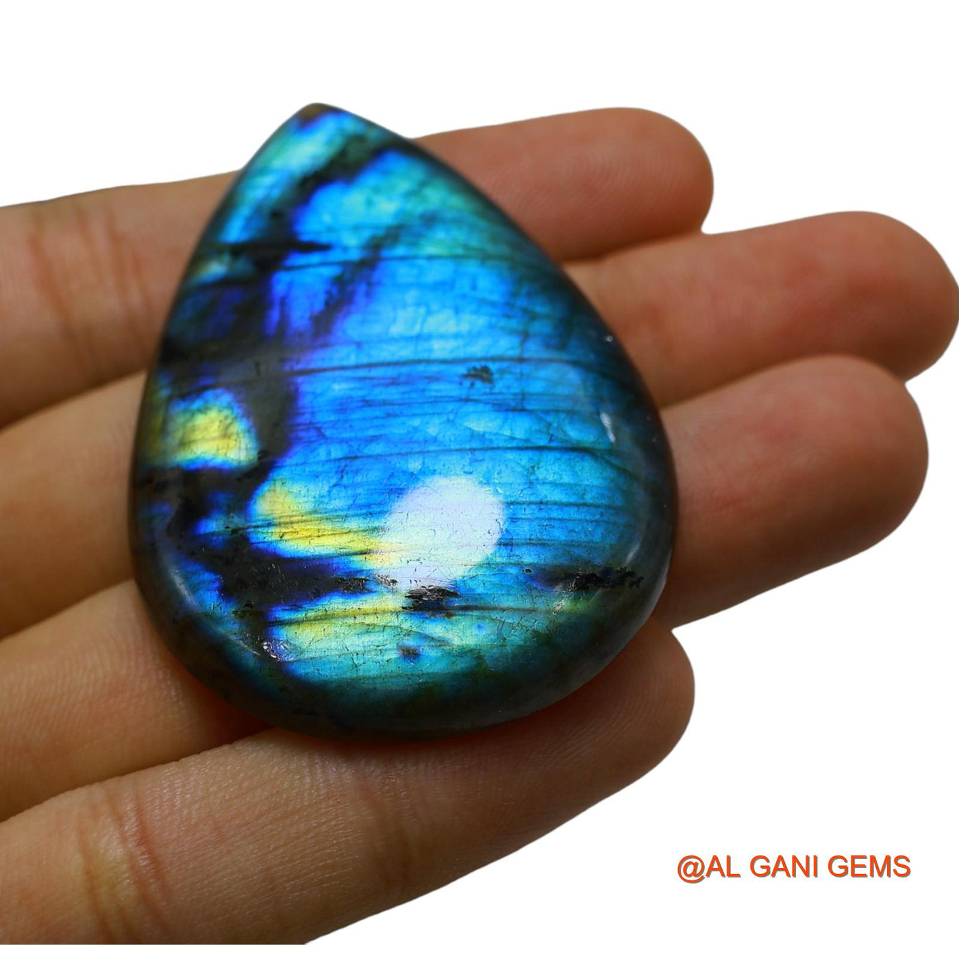 Natural Fire Labradorite Gemstone 143.00 Cts Loose Pear Cabochon From South Africa 58x38x8 mm L-11