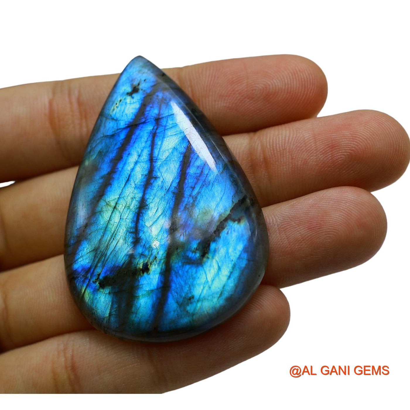 117.00 Cts Unheated South African Fire Labradorite Loose Gemstone Pear Cabochon Natural 56x38x7 mm L-12
