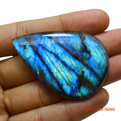 117.00 Cts Unheated South African Fire Labradorite Loose Gemstone Pear Cabochon Natural 56x38x7 mm L-12