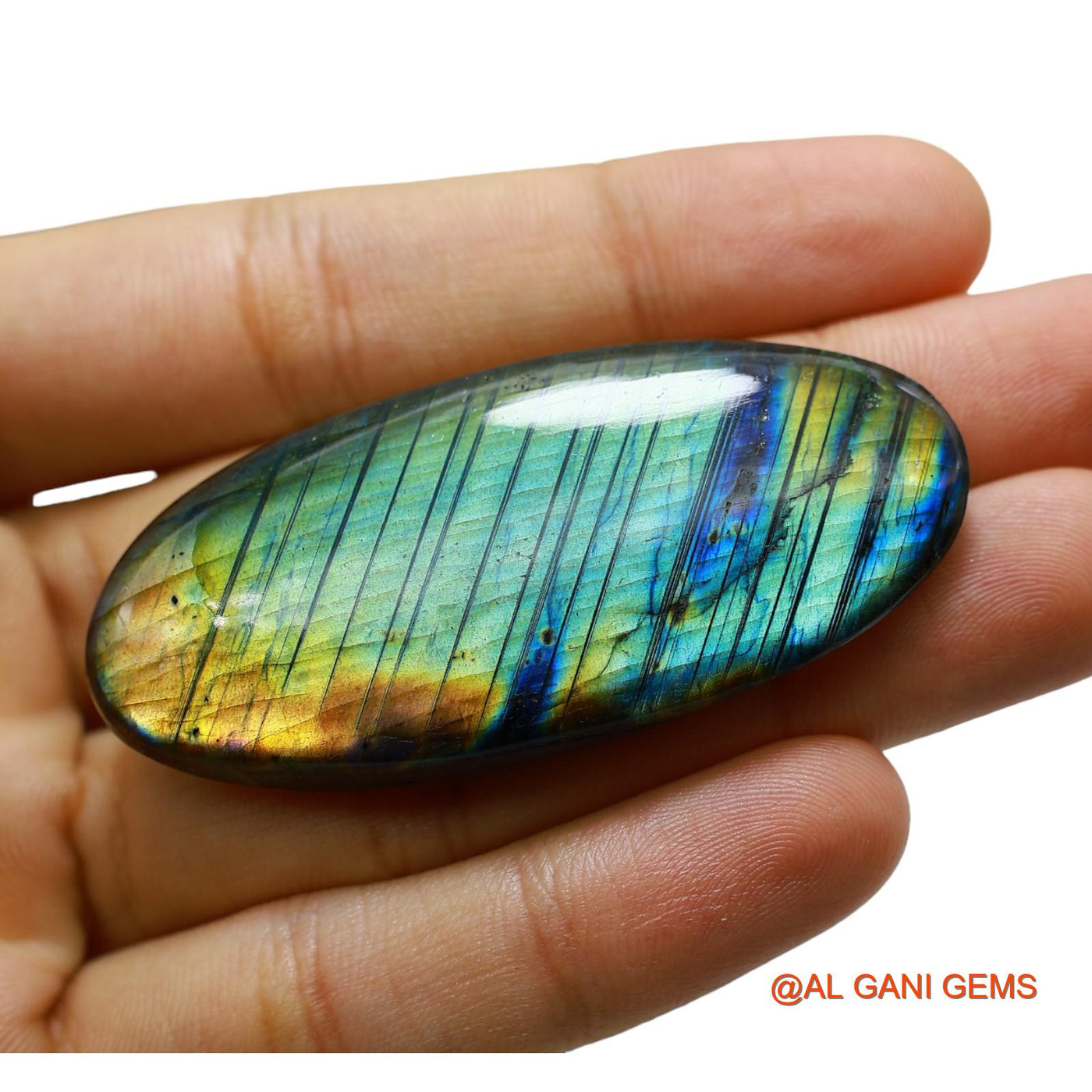 112.00 Cts Natural South African Fire Labradorite Oval Cabochon Loose Gemstone For Jewelry 60x27x8 mm L-15