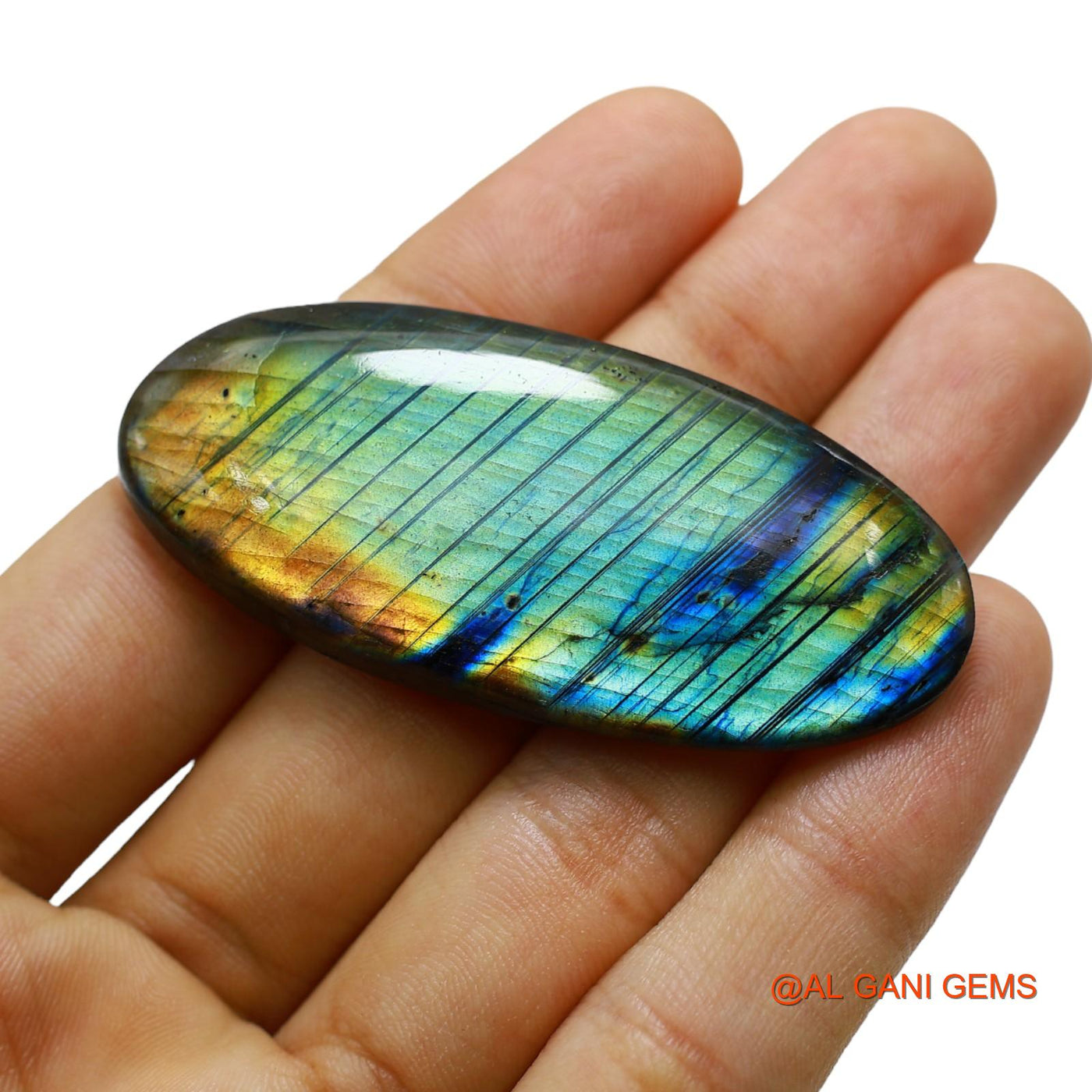 112.00 Cts Natural South African Fire Labradorite Oval Cabochon Loose Gemstone For Jewelry 60x27x8 mm L-15