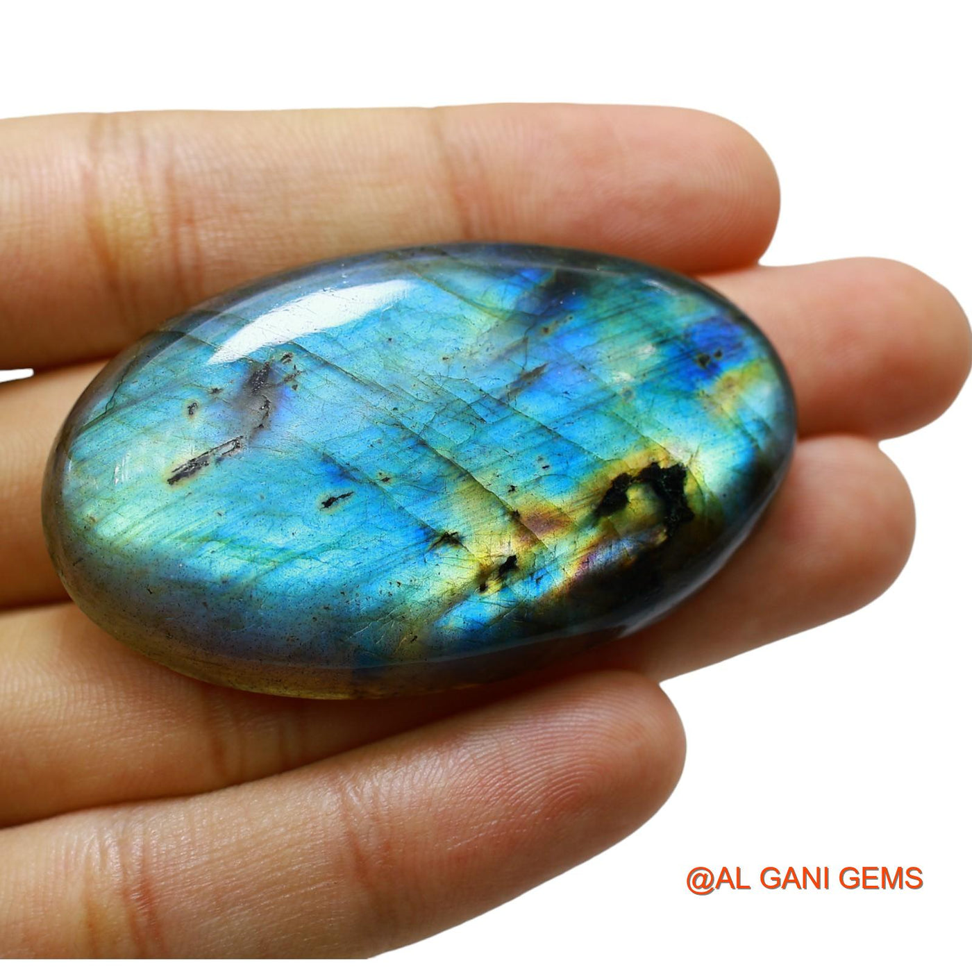 133.00 Cts Natural South African Fire Labradorite Oval Cabochon Loose Gemstone For Jewelry 55x32x8 mm L-16