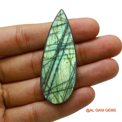 57.00 Cts Natural South African Fire Labradorite Loose Gemstone Pear Cabochon 59x22x5 mm L-21