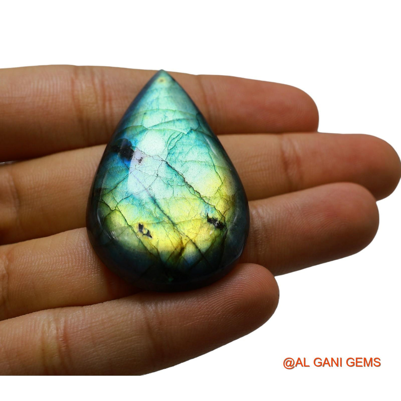 89.00 Cts Unheated South African Fire Labradorite Loose Gemstone Pear Cabochon Natural 48x30x8 mm L-27