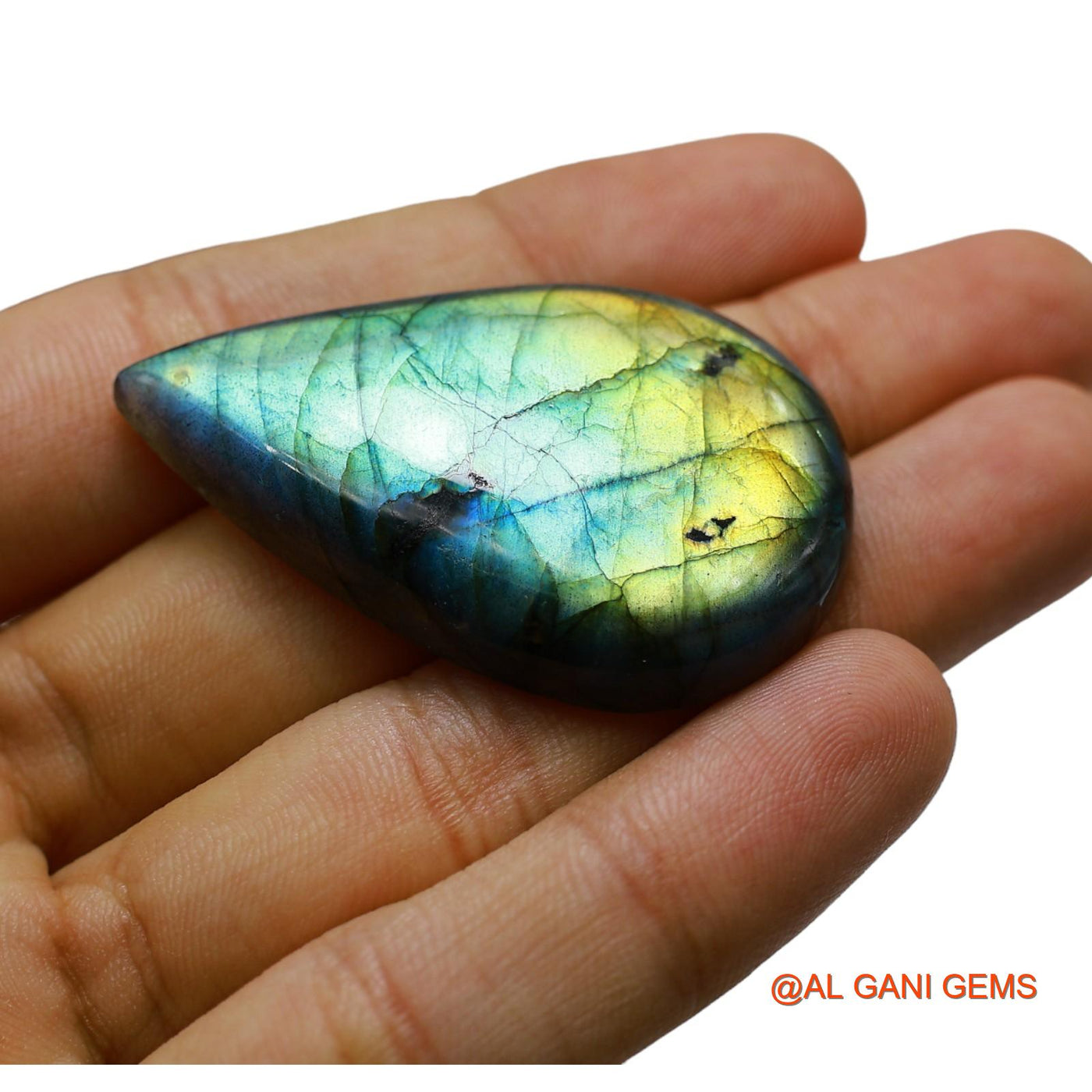 89.00 Cts Unheated South African Fire Labradorite Loose Gemstone Pear Cabochon Natural 48x30x8 mm L-27