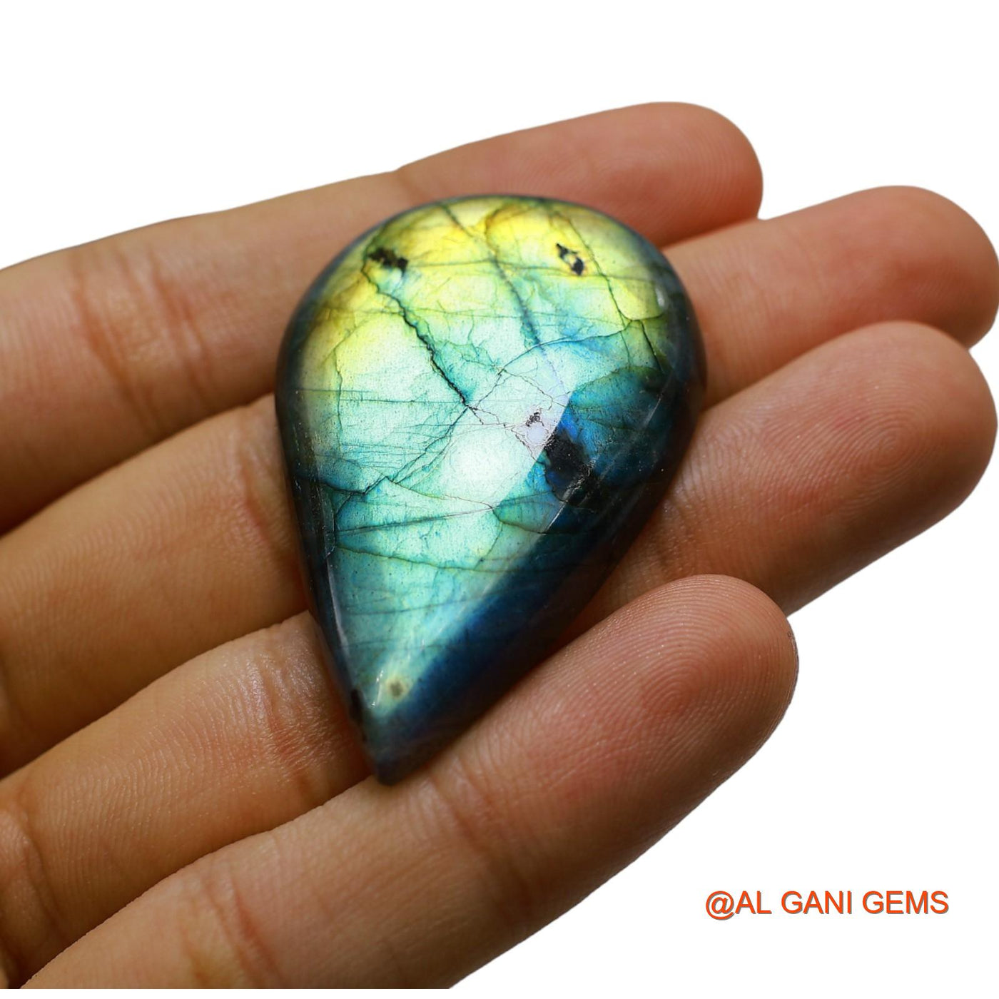 89.00 Cts Unheated South African Fire Labradorite Loose Gemstone Pear Cabochon Natural 48x30x8 mm L-27
